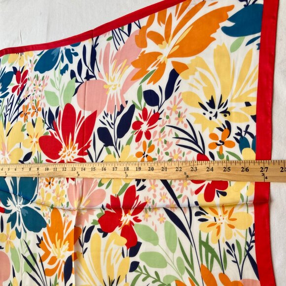 Floral Flower Scarf Wrap Multicolor Square Summer 27" X 27" Red Blue Yellow Pink - Picture 8 of 14